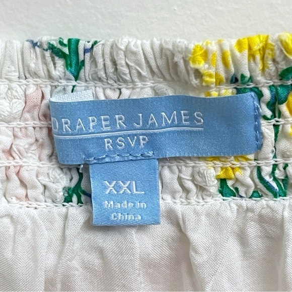 Draper James Women’s XXL Floral Multi Eyelet Embroidered Smocked Hem Blouse - Picture 6 of 7